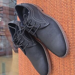 RESERVED FOOTWEAR NEW YORK BRAND MEN'S BLACK LACE-UP SHOES SIZE 9.5